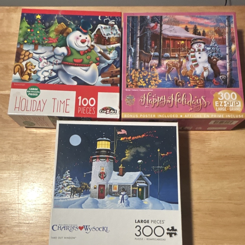 Snowman Jigsaw Puzzle Pack of 3. 100 and 300 Pieces